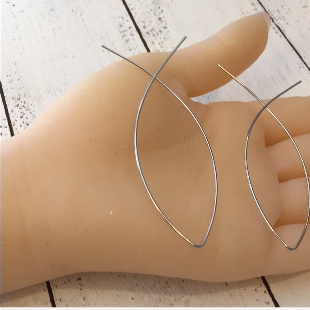 Silver Minimalist Hoop Earrings - Picture 6 of 6